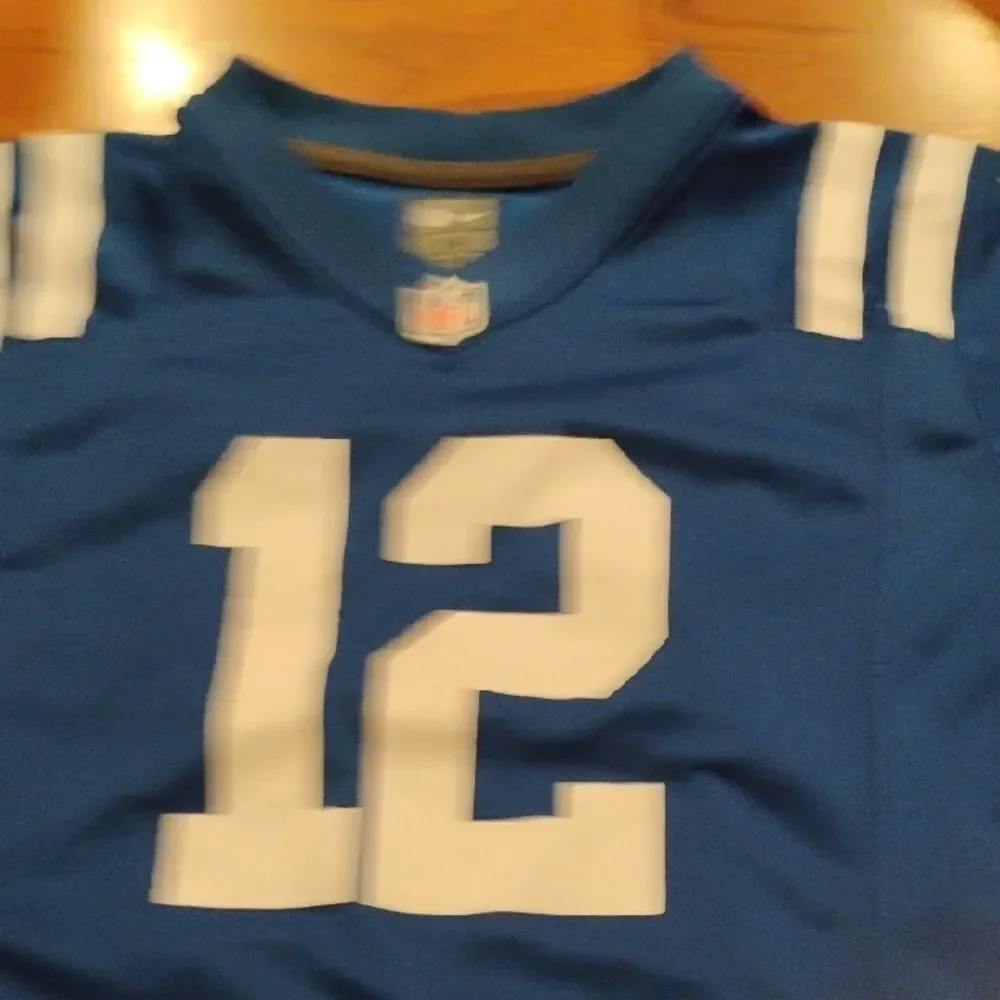 Nike Blue and White Sports Colt Jersey #12 Luck